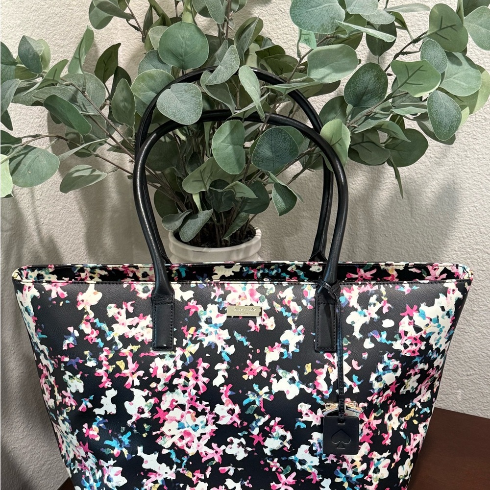 Kate Spade Black Floral Tote Bag